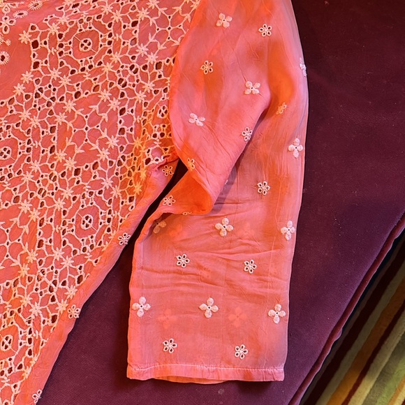 johnny was salmon eyelet blouse - Picture 4 of 6